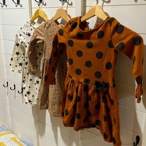 Lot of 3 little girls long sleeved fall dresses, adorable just in time for fall!